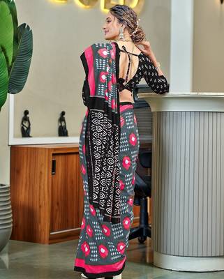 Pure cotton bandhani and ajrak block print sarees 2