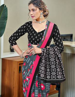 Pure cotton bandhani and ajrak block print sarees 3