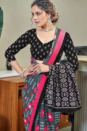 Pure cotton bandhani and ajrak block print sarees