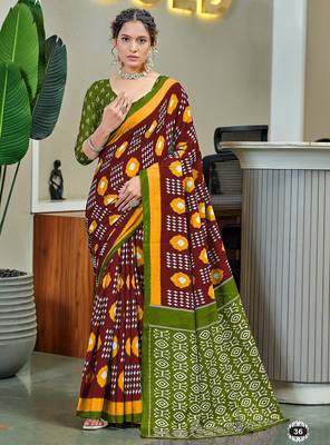 Pure cotton bandhani and ajrak block print sarees 1