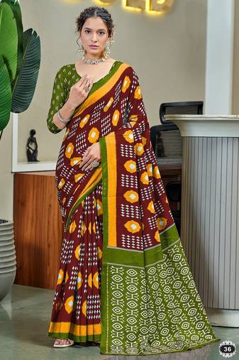 Pure cotton bandhani and ajrak block print sarees