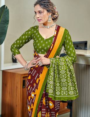 Pure cotton bandhani and ajrak block print sarees 3