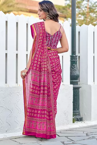 Hand block print with hevay zari bodar sarees