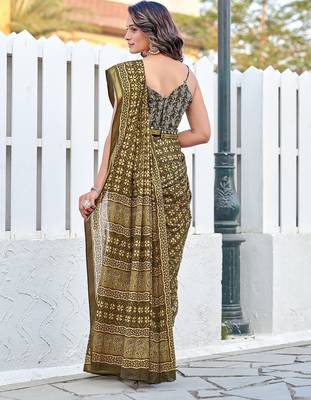 Hand block print with hevay zari bodar sarees 2