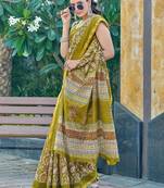 Hand block print with hevay zari bodar sarees