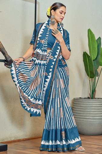 Hand block print with hevay zari bodar sarees