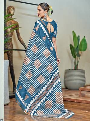 Hand block print with hevay zari bodar sarees 2