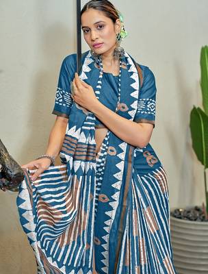 Hand block print with hevay zari bodar sarees 3