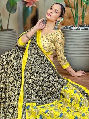 Hand block print with hevay zari bodar sarees 3