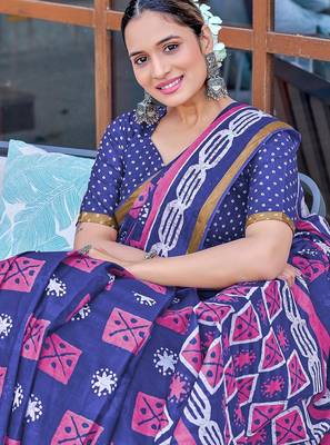 Hand block print with hevay zari bodar sarees 3