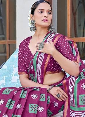 Hand block print with hevay zari bodar sarees 1