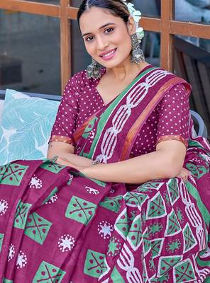 Hand block print with hevay zari bodar sarees 3