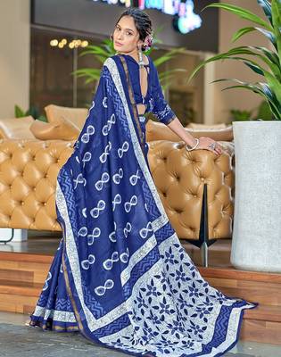 Hand block print with hevay zari bodar sarees 2