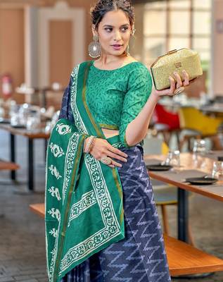 Hand block print with hevay zari bodar sarees 3