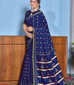 Hand block print with hevay zari bodar sarees