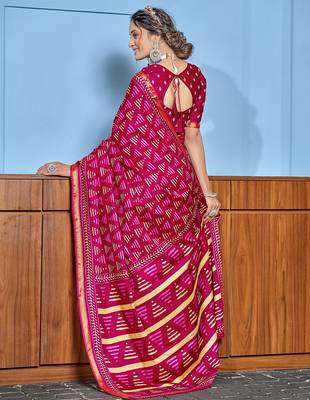 Hand block print with hevay zari bodar sarees 2