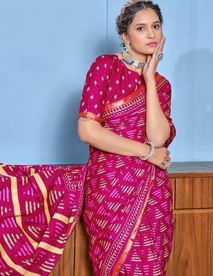 Hand block print with hevay zari bodar sarees 3