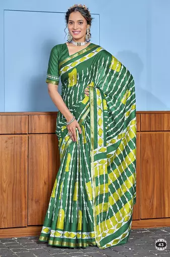 Hand block print with hevay zari bodar sarees