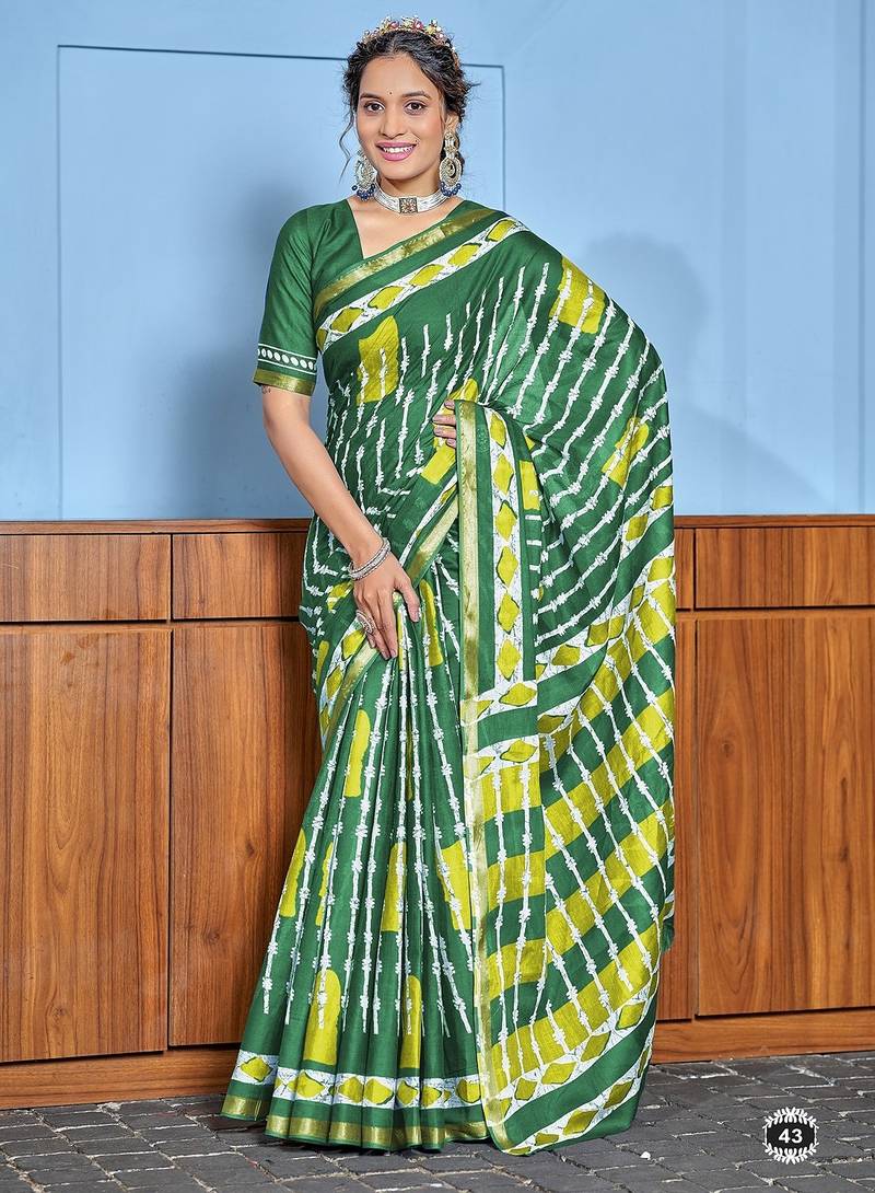 Hand block print with hevay zari bodar sarees