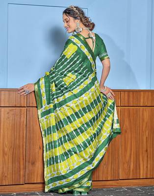 Hand block print with hevay zari bodar sarees 2
