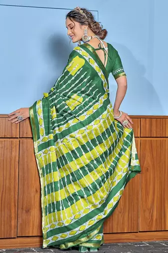 Hand block print with hevay zari bodar sarees