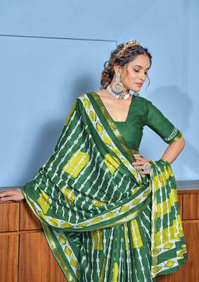Hand block print with hevay zari bodar sarees 3