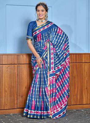 Hand block print with hevay zari bodar sarees 1
