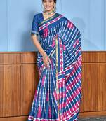 Hand block print with hevay zari bodar sarees