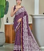 Hand block print with hevay zari bodar sarees
