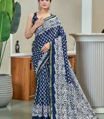 Hand block print with hevay zari bodar sarees