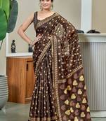 Hand block print with hevay zari bodar sarees
