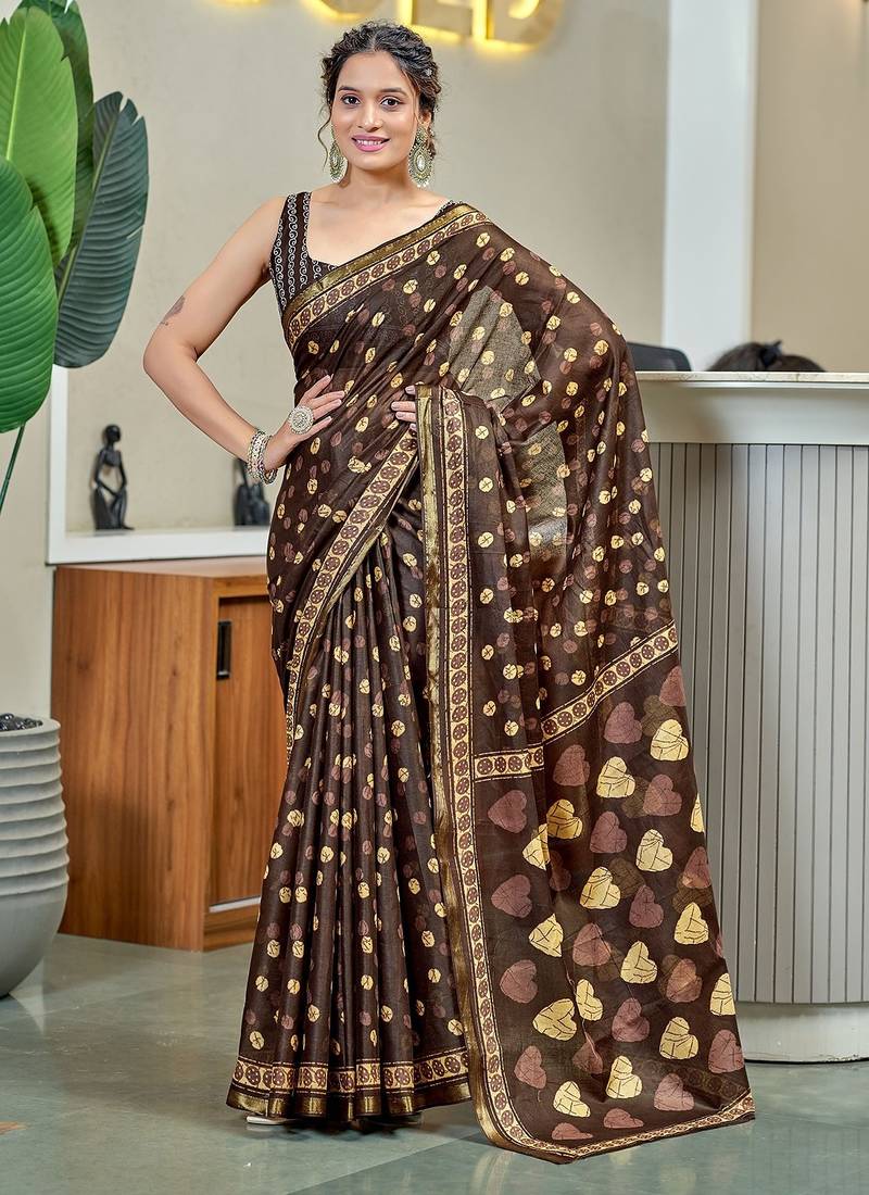 Hand block print with hevay zari bodar sarees