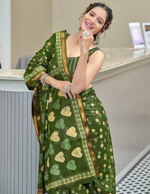 Hand block print with hevay zari bodar sarees 3