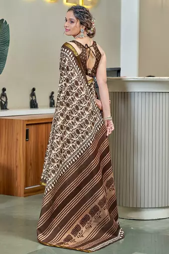 Hand block print with hevay zari bodar sarees