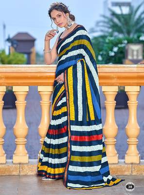 Hand block print with hevay zari bodar sarees 1