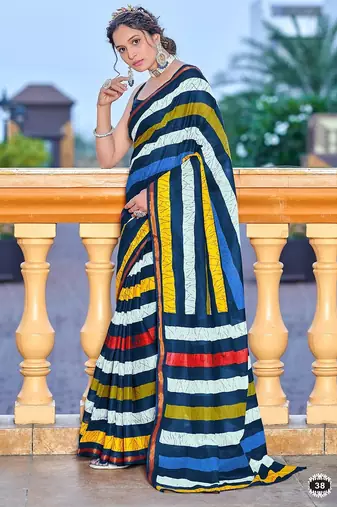 Hand block print with hevay zari bodar sarees