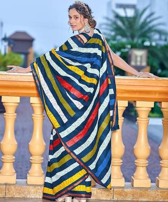 Hand block print with hevay zari bodar sarees 2