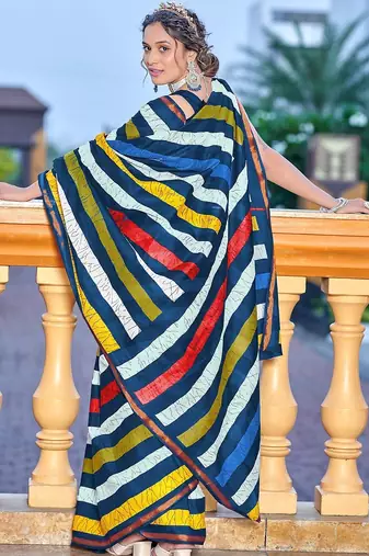 Hand block print with hevay zari bodar sarees