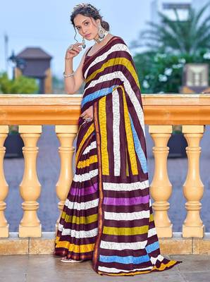 Hand block print with hevay zari bodar sarees 1