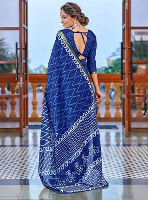 Hand block print with hevay zari bodar sarees 2