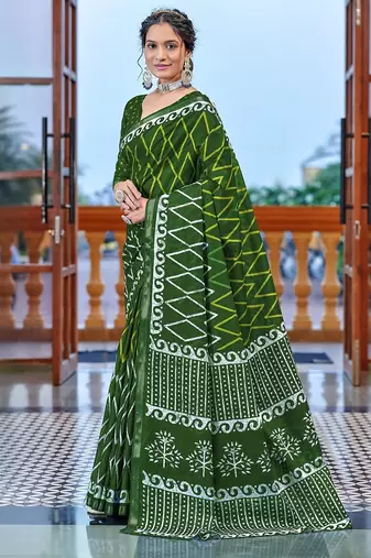 Hand block print with hevay zari bodar sarees