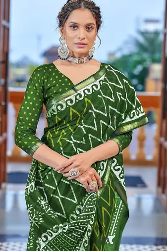 Hand block print with hevay zari bodar sarees