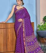 Hand block print with hevay zari bodar sarees