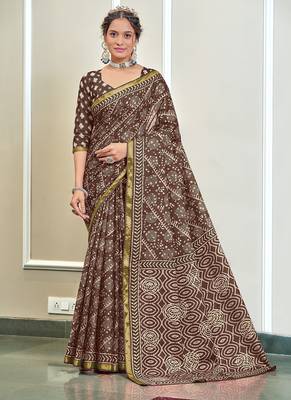 Hand block print with hevay zari bodar sarees 1