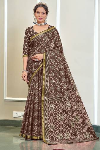 Hand block print with hevay zari bodar sarees