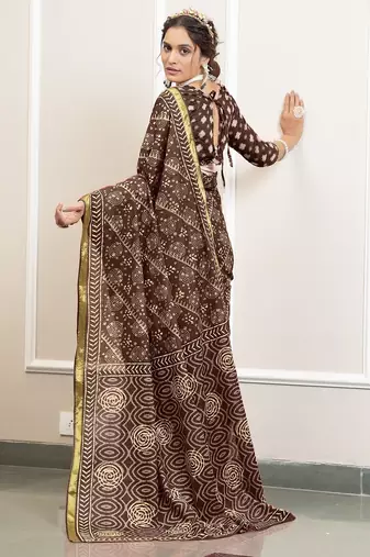 Hand block print with hevay zari bodar sarees