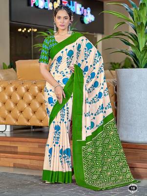 Ikkat hand block print mulmul cotton sarees 1