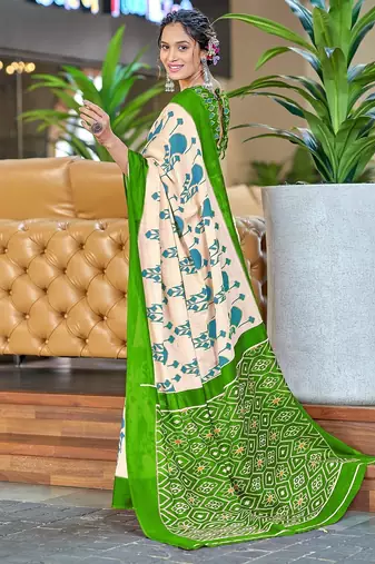 Ikkat hand block print mulmul cotton sarees