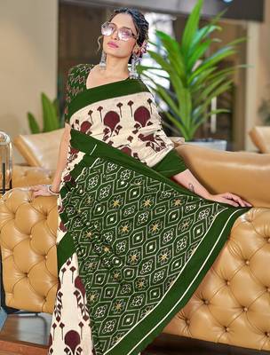 Ikkat hand block print mulmul cotton sarees 2