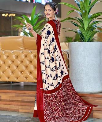 Ikkat hand block print mulmul cotton sarees 3